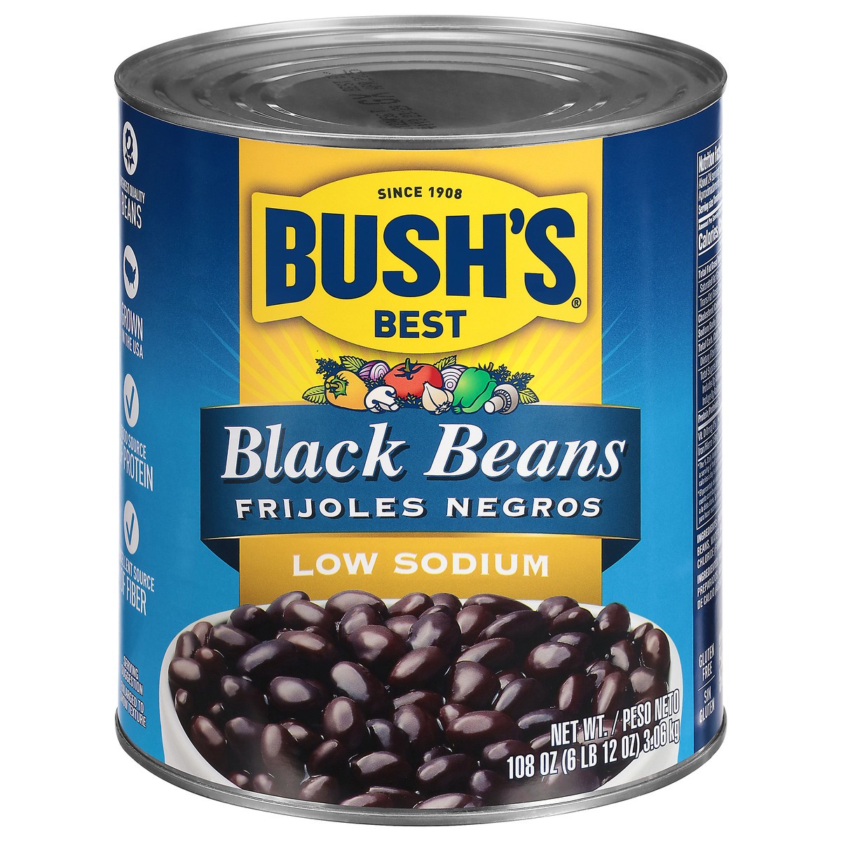 slide 1 of 7, Bush's Best Bush's Low Sodium Black Beans 108 oz, 108 oz