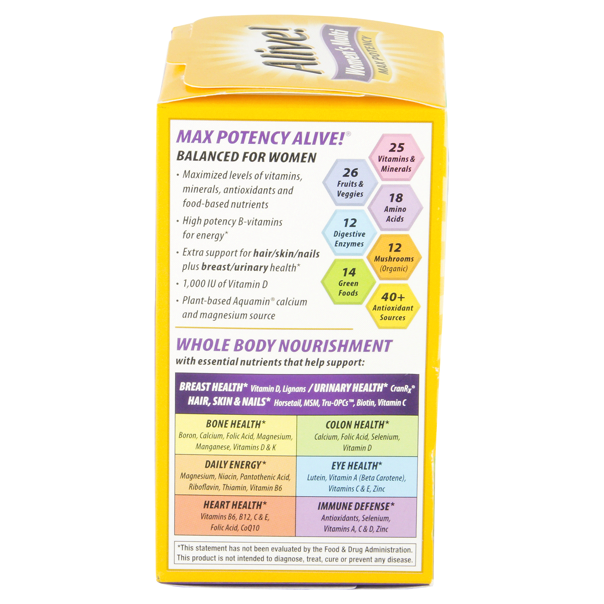 slide 3 of 6, Nature's Way Alive! Max3 Potency Women's Complete Multivitamin, Supports Energy Metabolism, Heart & Bone Health*, B-Vitamins, 90 Tablets, 90 ct