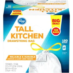 Kroger Tall 13 Gallon Kitchen Drawstring Trash Bags