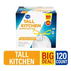 Kroger Tall 13 Gallon Kitchen Drawstring Trash Bags