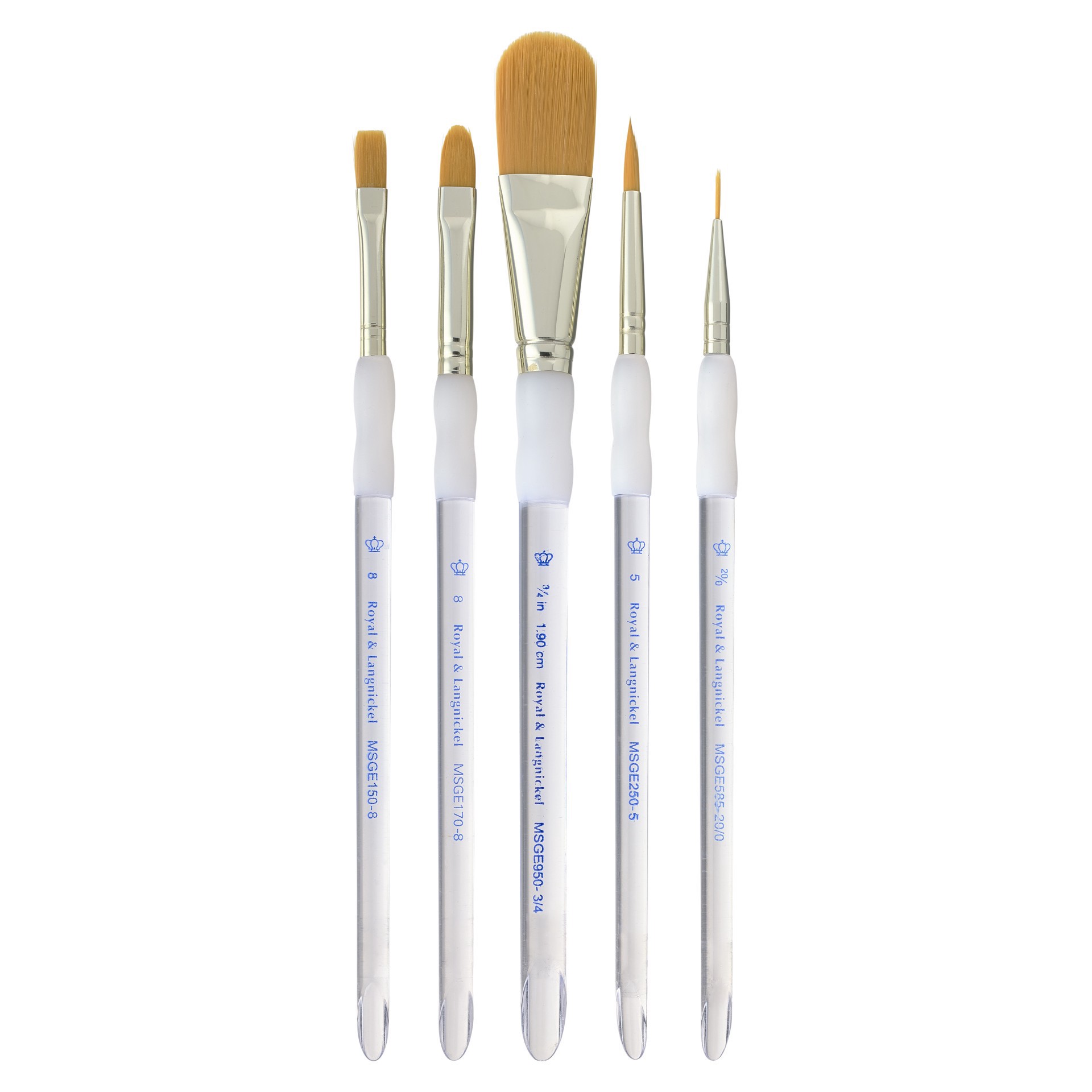 slide 3 of 3, Royal & Langnickel Soft-Grip Gold Taklon Brush Set, 3/4 in