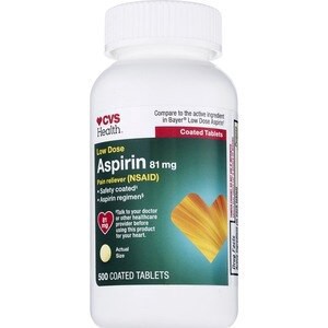 slide 1 of 1, Cvs Health Low Strength Aspirin 81 Mg Enteric Coated Tablets, 500 Ct, 1 ct