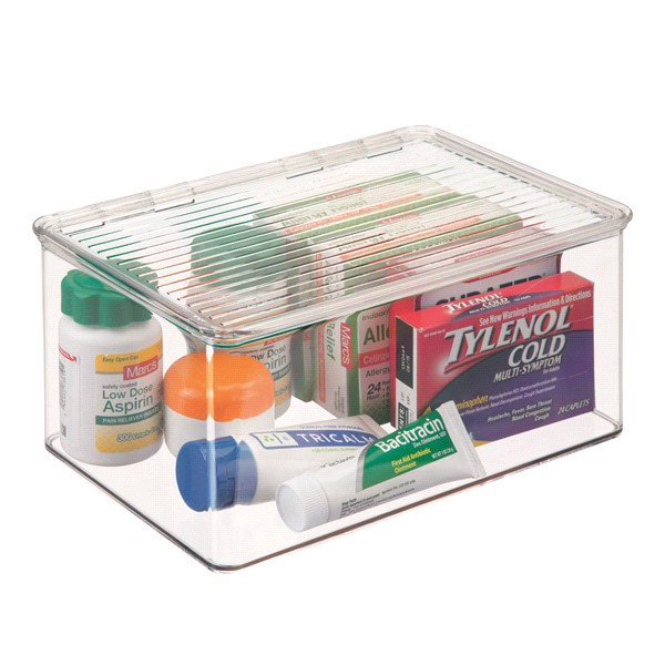 slide 2 of 9, InterDesign Clear Med+ Medicine Box- Large., 10.75 in x 7.25 in x 5 in