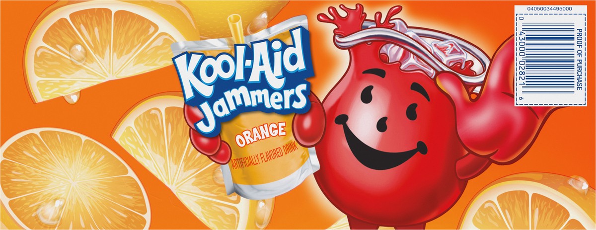slide 6 of 9, Kool-Aid Jammers Orange Flavored 0% Juice Drink, 10 ct Box, 6 fl oz Pouches, 10 ct