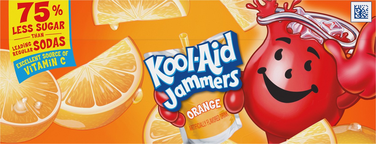slide 8 of 9, Kool-Aid Jammers Orange Flavored 0% Juice Drink, 10 ct Box, 6 fl oz Pouches, 10 ct