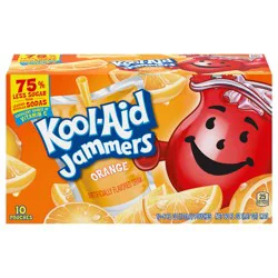 Kool-Aid Jammers Orange Flavored, 10 ct Box, 6 fl oz Pouches