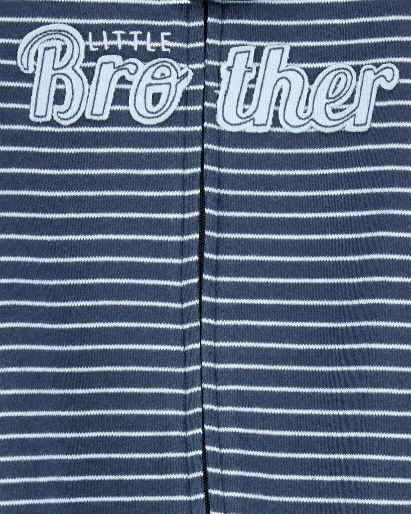 slide 2 of 2, Carter's Striped Little Bro 2-Way Zip Cotton Sleep & Play Pajamas - Blue Blue 3M, 1 ct