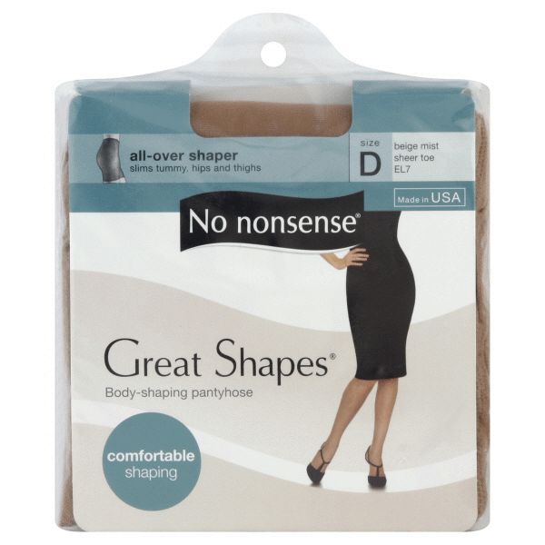 slide 1 of 1, No Nonsense Great Shapes All-Over Shaper Sheer Toe Body Shaping Pantyhose Beige Mist, d 1 ct