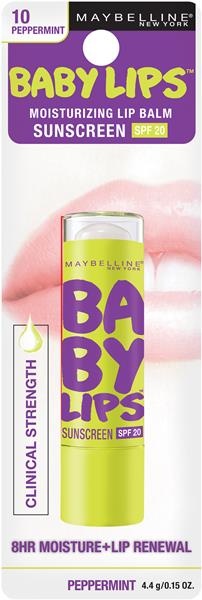 slide 1 of 1, Maybelline Baby Lips Moisturizing Lip Balm Peppermint, 0.15 oz