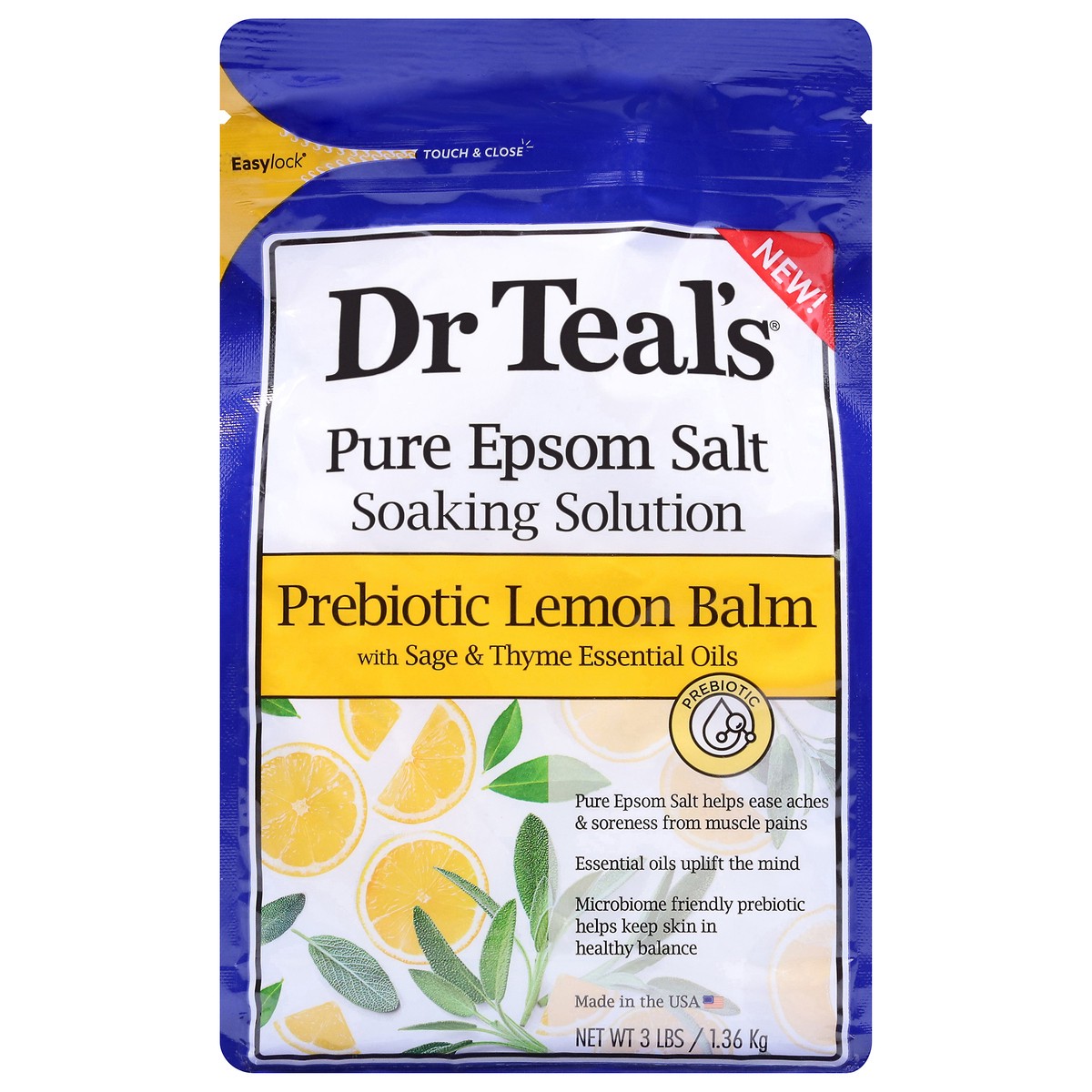 slide 1 of 9, Dr. Teal's Prebiotic Lemon Balm Pure Epsom Salt 3 lb, 3 lb