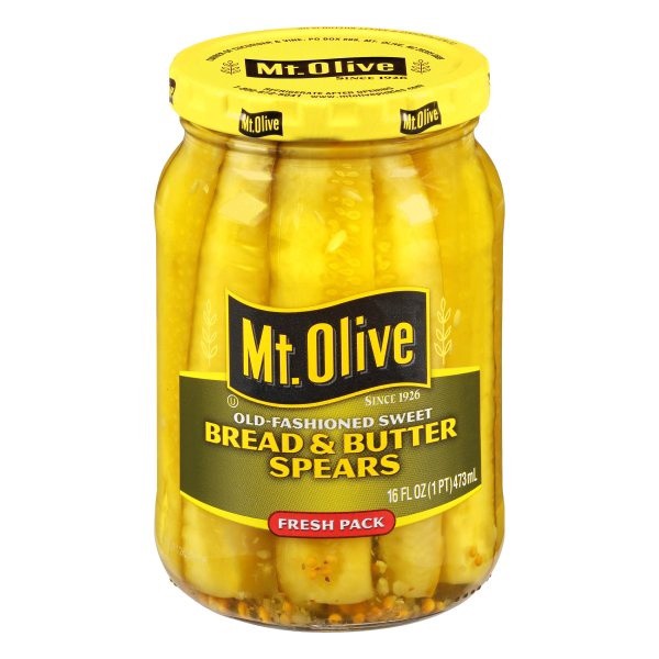 slide 1 of 6, Mt. Olive Sweet Bread & Butter Pickle Spears, 16 fl oz