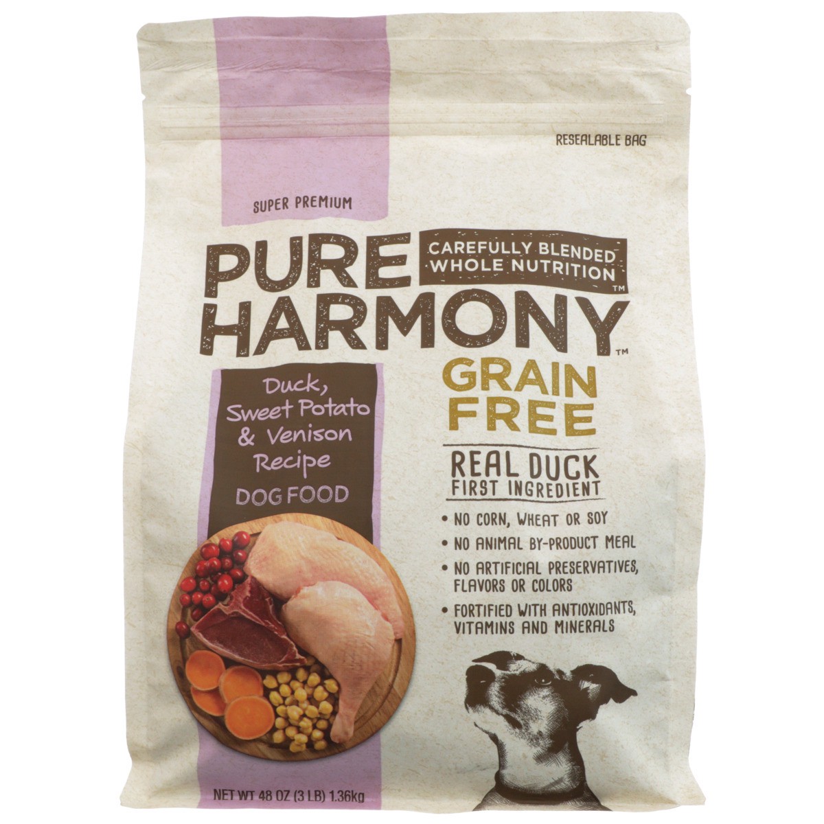 slide 3 of 9, Pure Harmony Dog Food Dry Duck And Venison, 3 lb