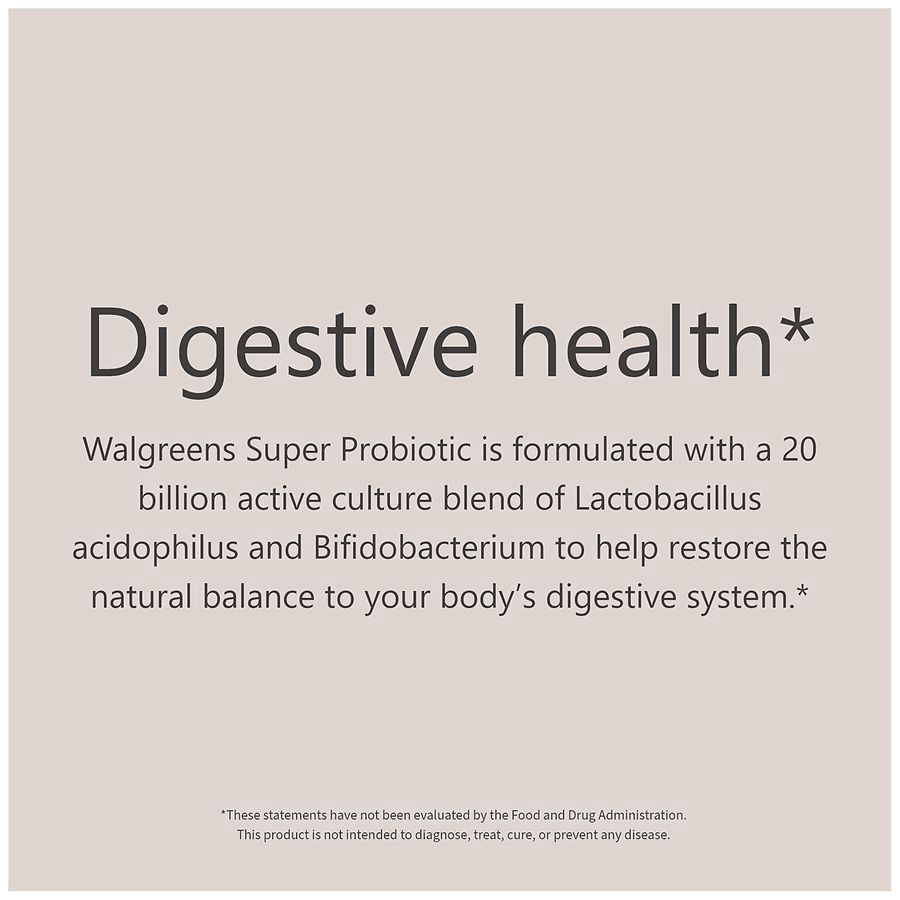 slide 2 of 5, Walgreens Super Probiotic Capsules 20 Billion Active Cultures, 30 ct