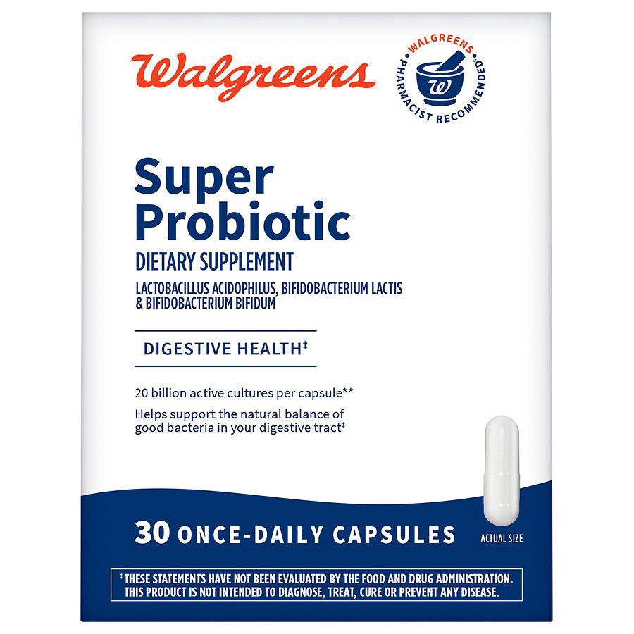 slide 1 of 5, Walgreens Super Probiotic Capsules 20 Billion Active Cultures, 30 ct