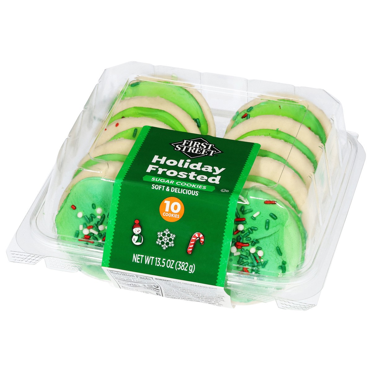 slide 14 of 14, First Street Fs Holiday Frosted Sugar Cookies, 13.5 oz