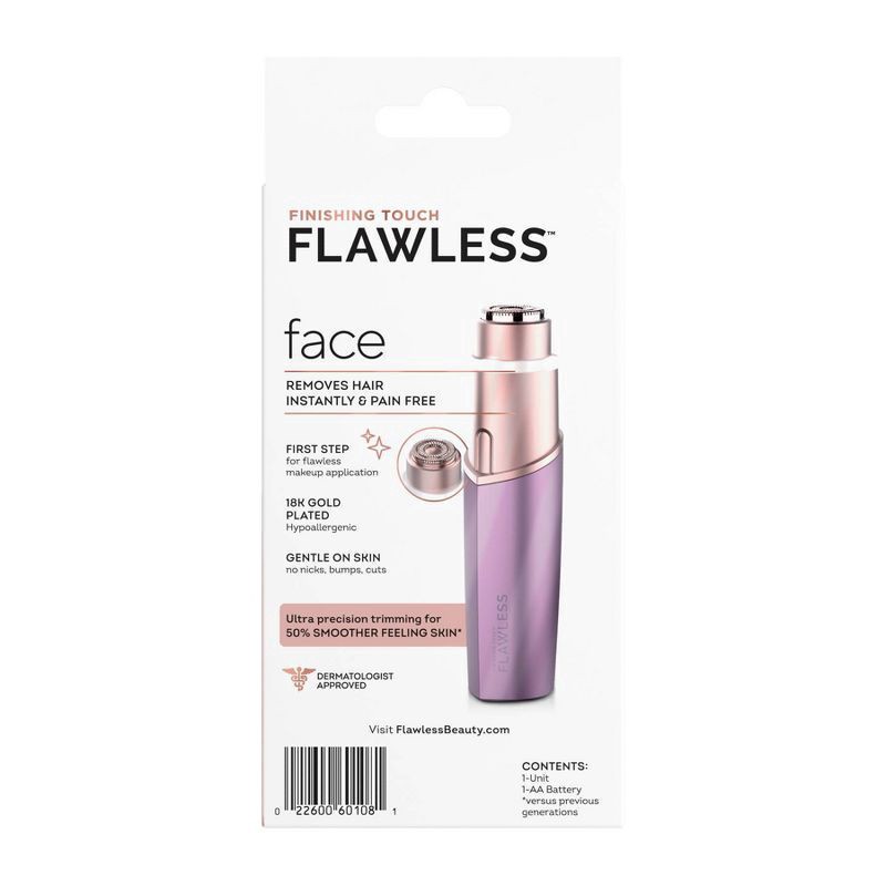 slide 5 of 8, Flawless Finishing Touch Flawless Facial Hair Remover for Women, Electric Face Razor for Women with LED Light for Instant and Painless Hair Removal, Lavender & Rose Gold, 1 ct