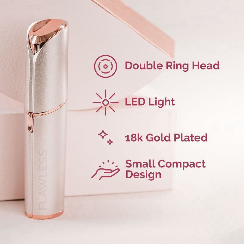 slide 4 of 8, Flawless Finishing Touch Flawless Facial Hair Remover for Women, Electric Face Razor for Women with LED Light for Instant and Painless Hair Removal, Lavender & Rose Gold, 1 ct