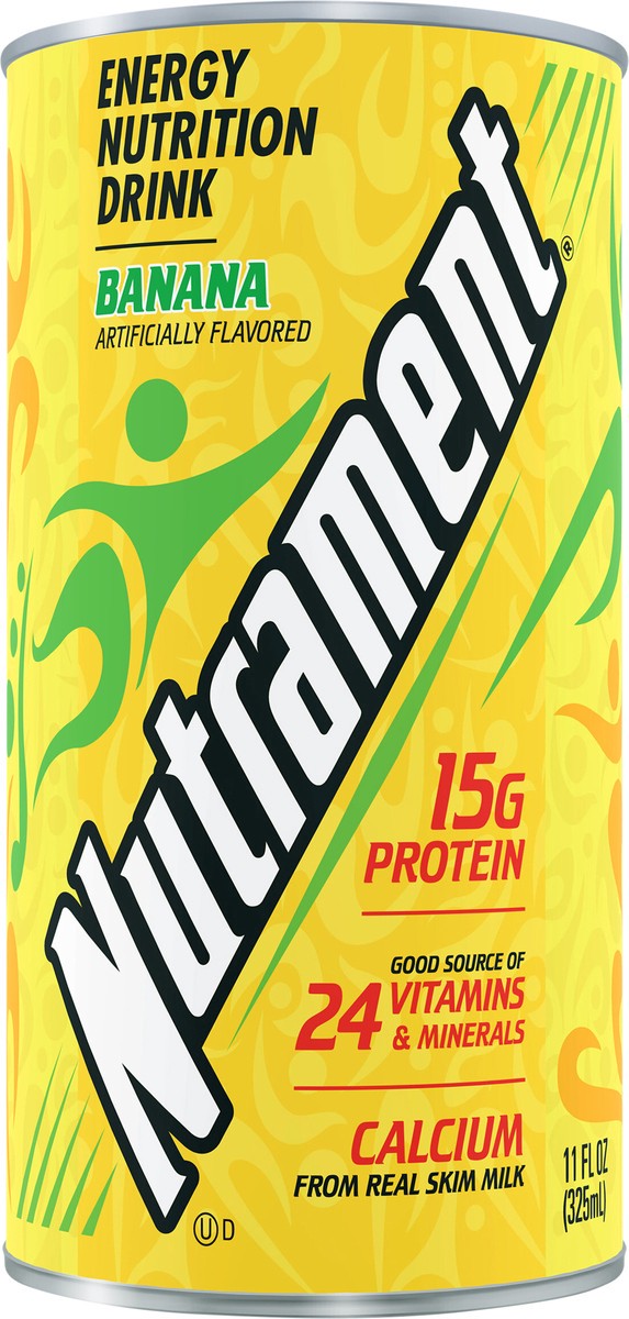 slide 9 of 9, Nutrament Banana Nutrition Drink, Energy Drink With Vitamins, Minerals And Protein, 11 Fl Oz Can, 11 fl oz