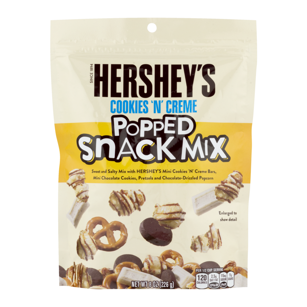 slide 1 of 1, Hershey's Cookies N Cream Popped Snack Mix, 8 oz
