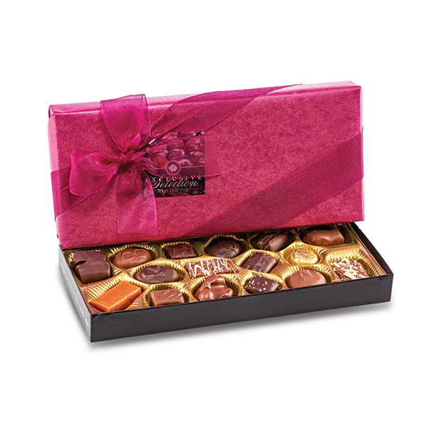 slide 1 of 1, Abdallah Candies Spring Exclusive Selection Chocolate Assortment Pink Gift Wrapped Box With Bow, 7.5 oz