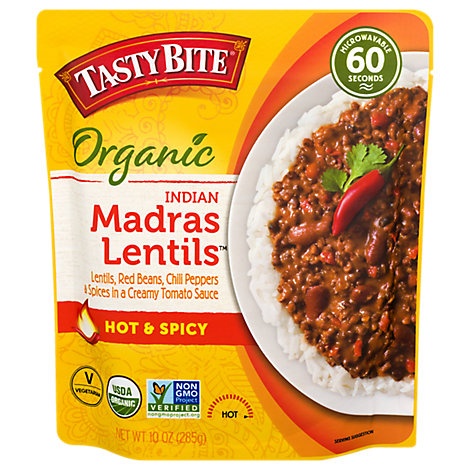 slide 1 of 1, Tasty Bite Organic Indian Madras Lentils Hot & Spicy, 10 oz