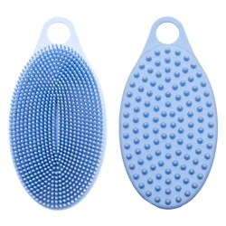 Silicone Dual-Sided Bath Scrubber, Blue