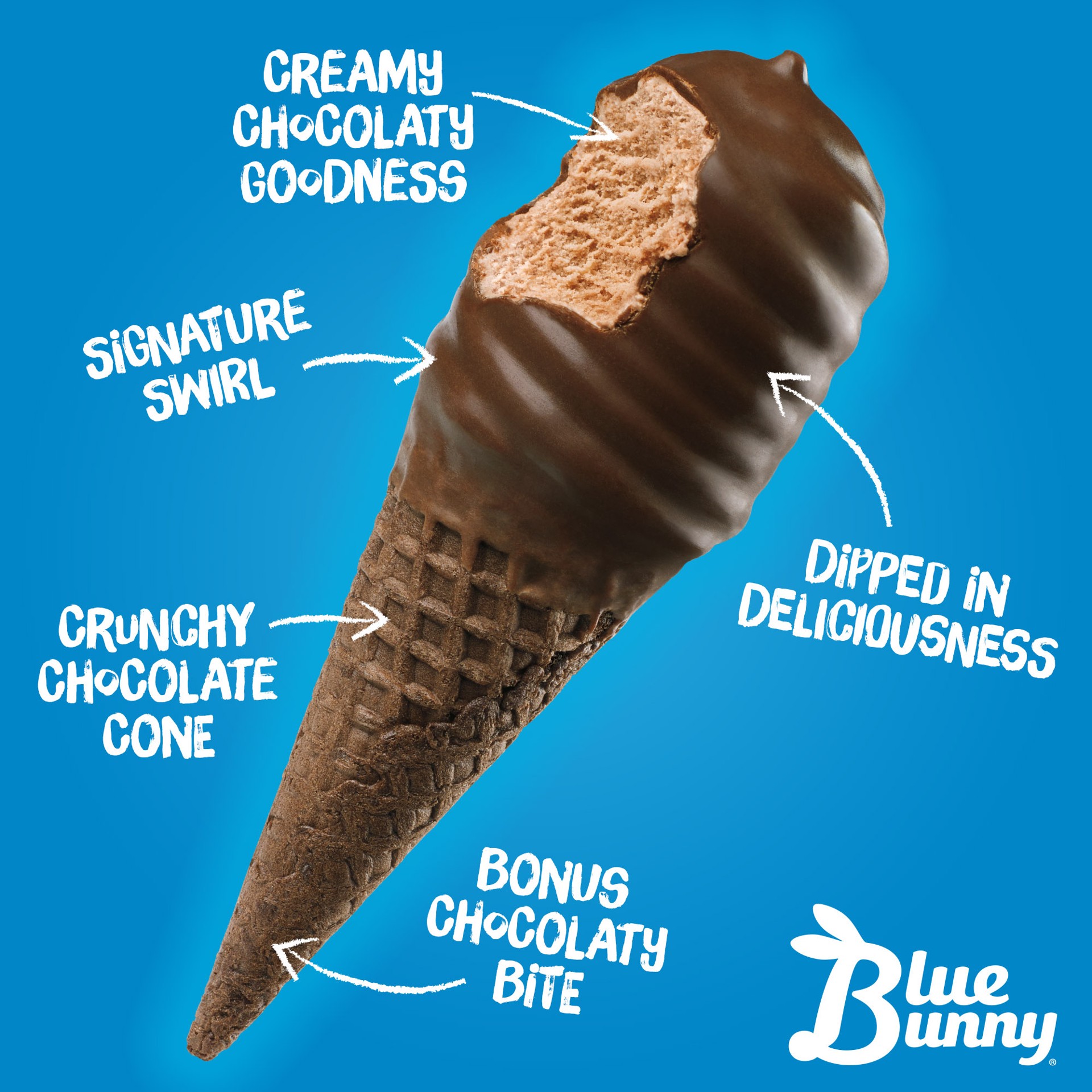 slide 3 of 3, Blue Bunny Chocolate Mini Swirls Ice Cream Cones, 18 fl oz