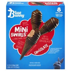 Blue Bunny Mini Swirls Chocolate Cones, 8 Pack