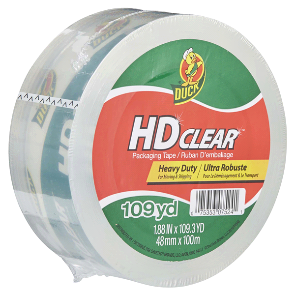 slide 4 of 29, Duck Brand HD Clear High Performance Packaging Tape, 1.88-Inch x 109-Yard, 1 ct