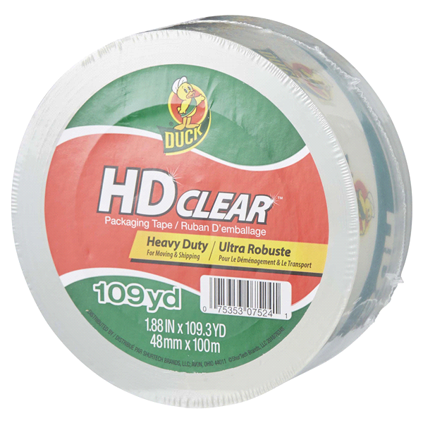 slide 7 of 29, Duck Brand HD Clear High Performance Packaging Tape, 1.88-Inch x 109-Yard, 1 ct