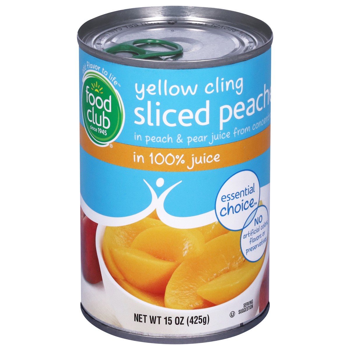 slide 1 of 6, Food Club Essential Choice Yellow Cling Sliced Peaches in 100% Juice 15 oz, 15 oz