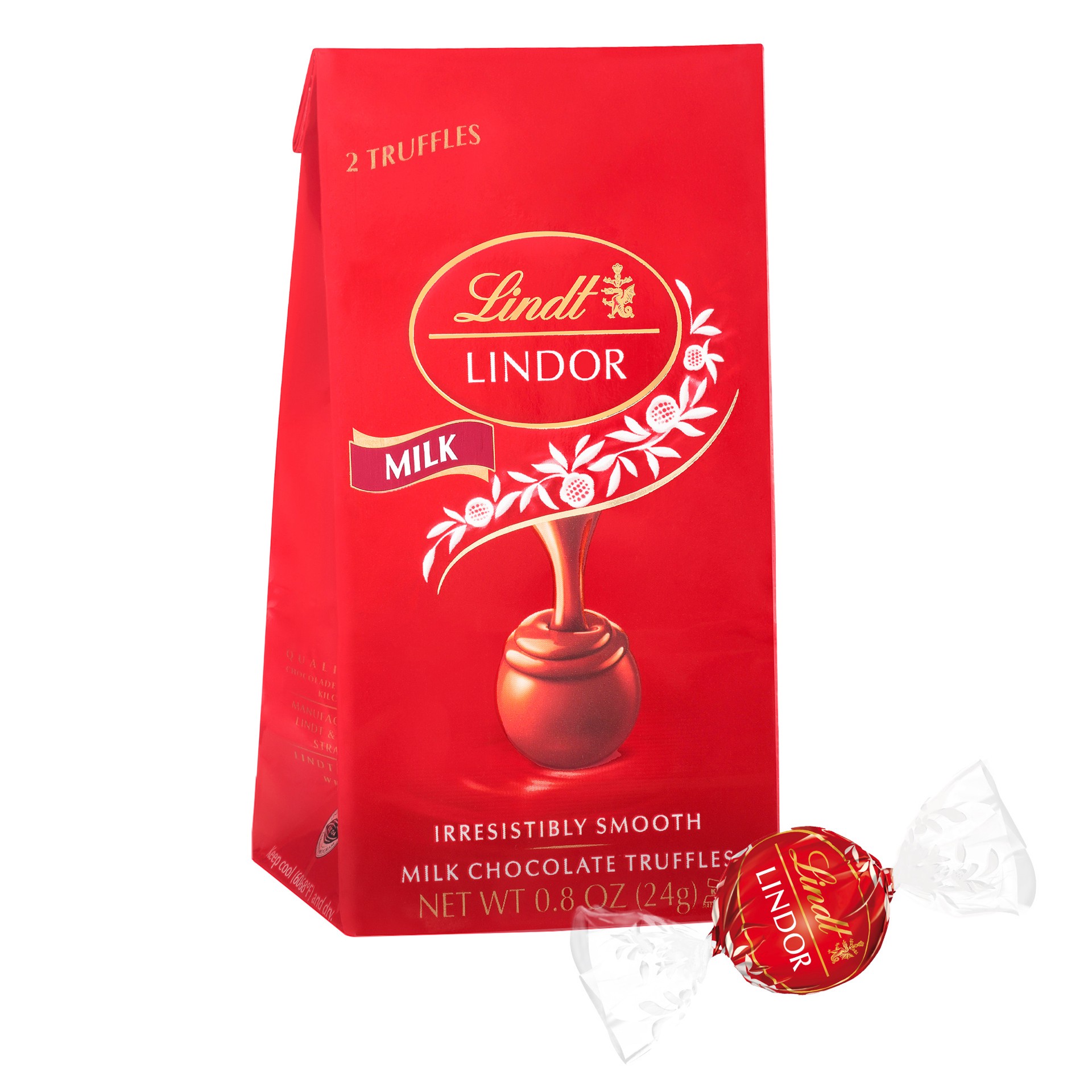 slide 1 of 2, Lindt LINDOR Milk Chocolate Candy Truffles with Smooth, Melting Truffle Center, 0.8 oz. Bag, 0.8 oz