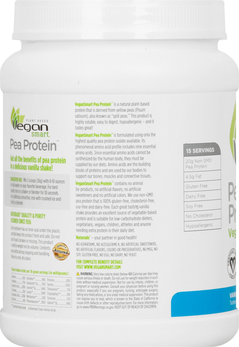 slide 9 of 13, Vegan Smart Naturade Vanilla Pea Protein Powder, 19.6 oz