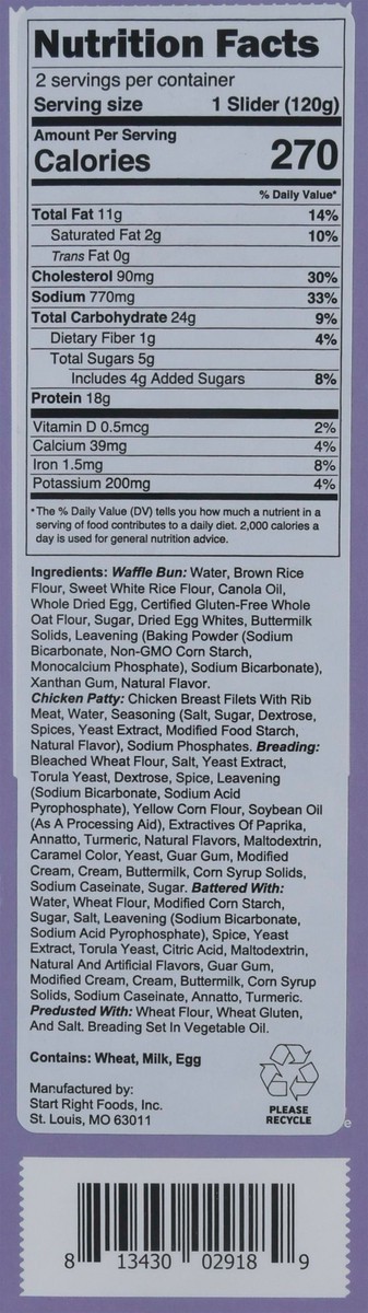 slide 8 of 14, Start Right Chicken & Waffles Sliders 2 ea, 2 ct