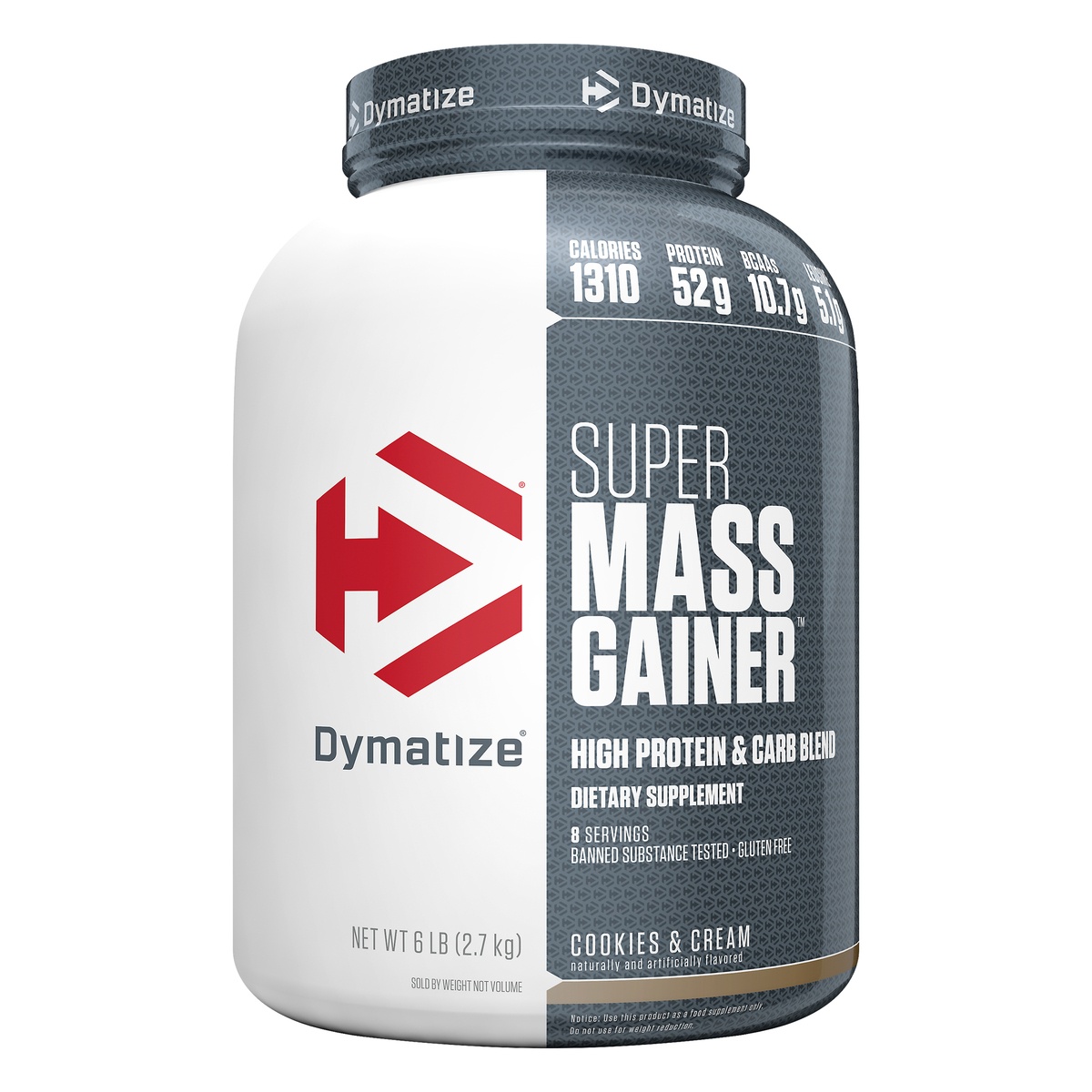 slide 1 of 1, Dymatize Super Mass Gainer - Cookies and Cream, 6 lb