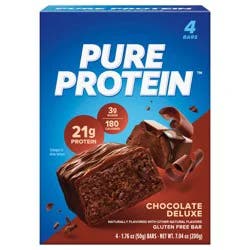 Pure Protein Bars, High Protein, Nutritious Snack, Chocolate Deluxe, 21g Protein, 4 Count - 4 ct