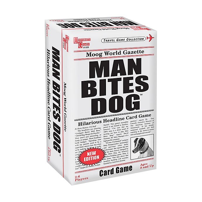 slide 1 of 1, University Games Man Bites Dog Card Game, 1 ct