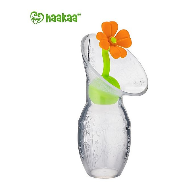 slide 2 of 2, Haakaa Silicone Breast Pump Flower Stopper - Orange, 1 ct