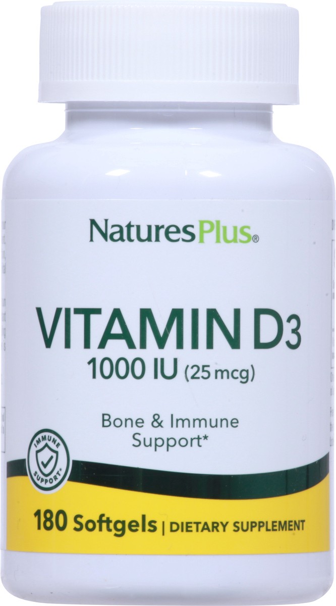 slide 9 of 9, Nature's Plus Natures Plus Vitamin D 1000 IU Softgels, 180 ct