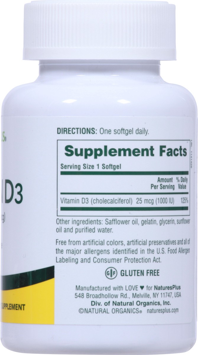 slide 2 of 9, Nature's Plus Natures Plus Vitamin D 1000 IU Softgels, 180 ct