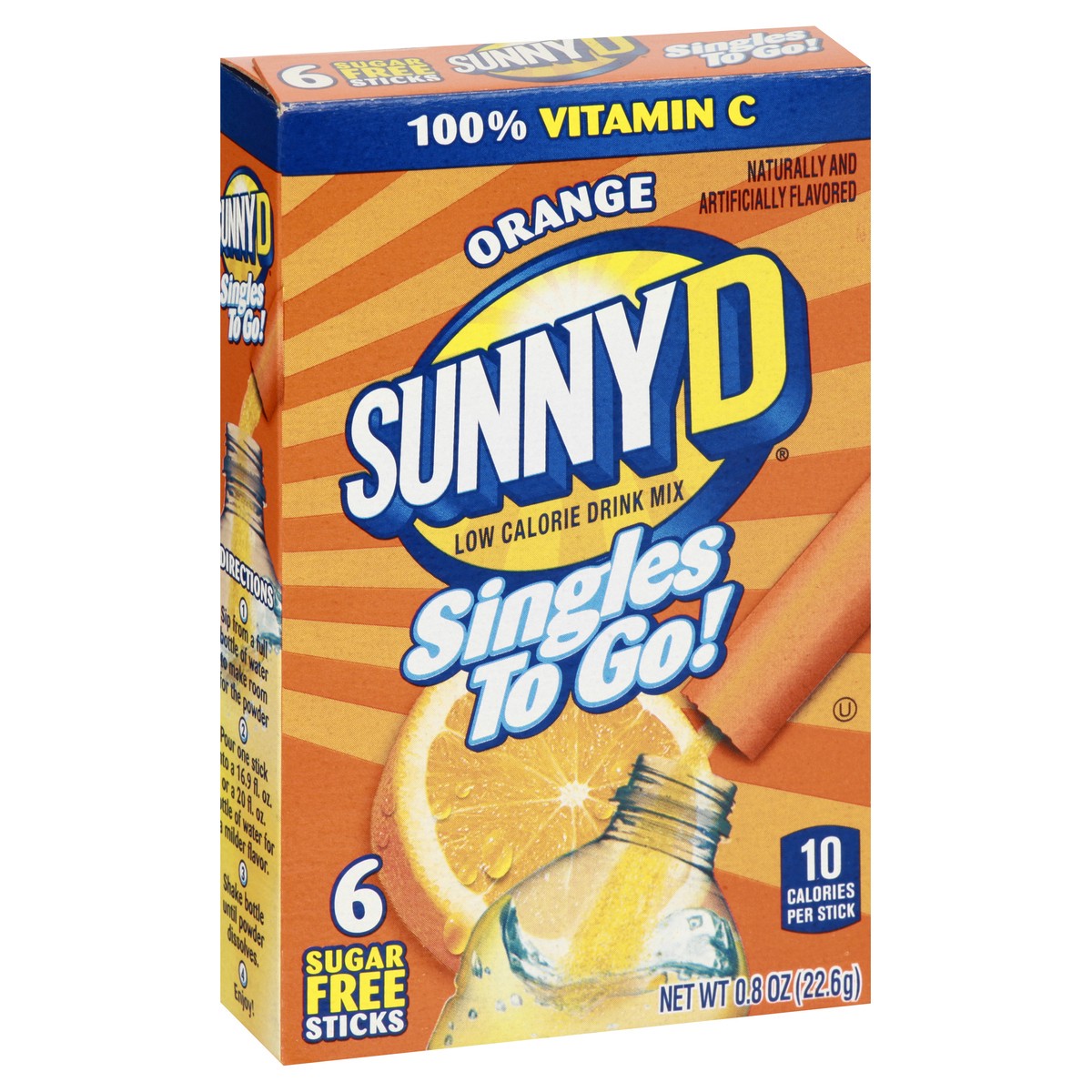 slide 3 of 13, Sunny D Low Calorie Orange Drink Mix 6 ea, 6 ct