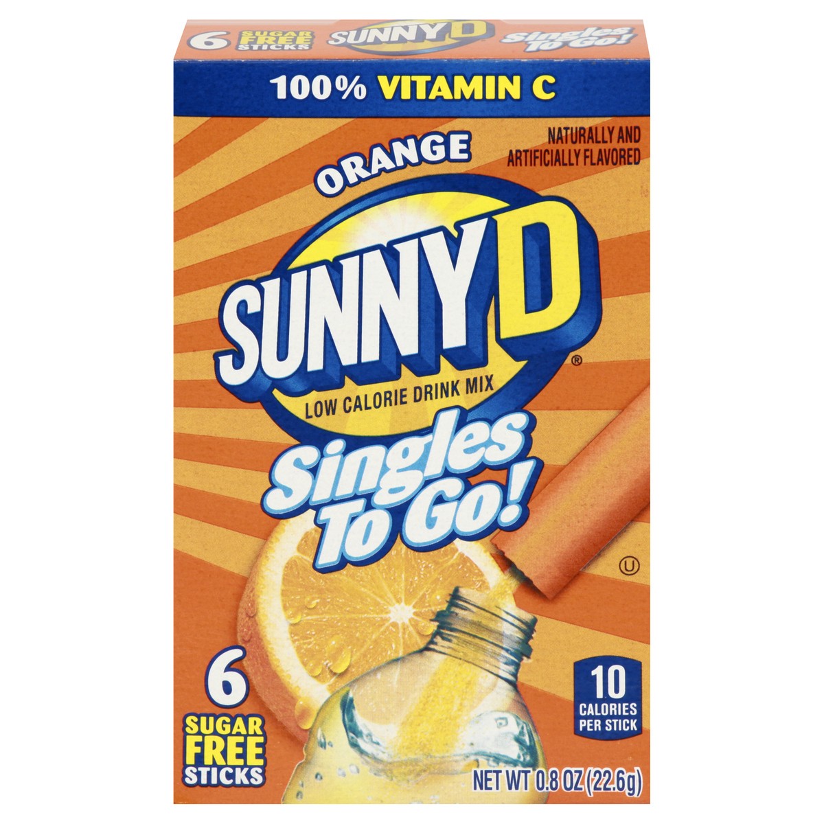 slide 1 of 13, Sunny D Low Calorie Orange Drink Mix 6 ea, 6 ct