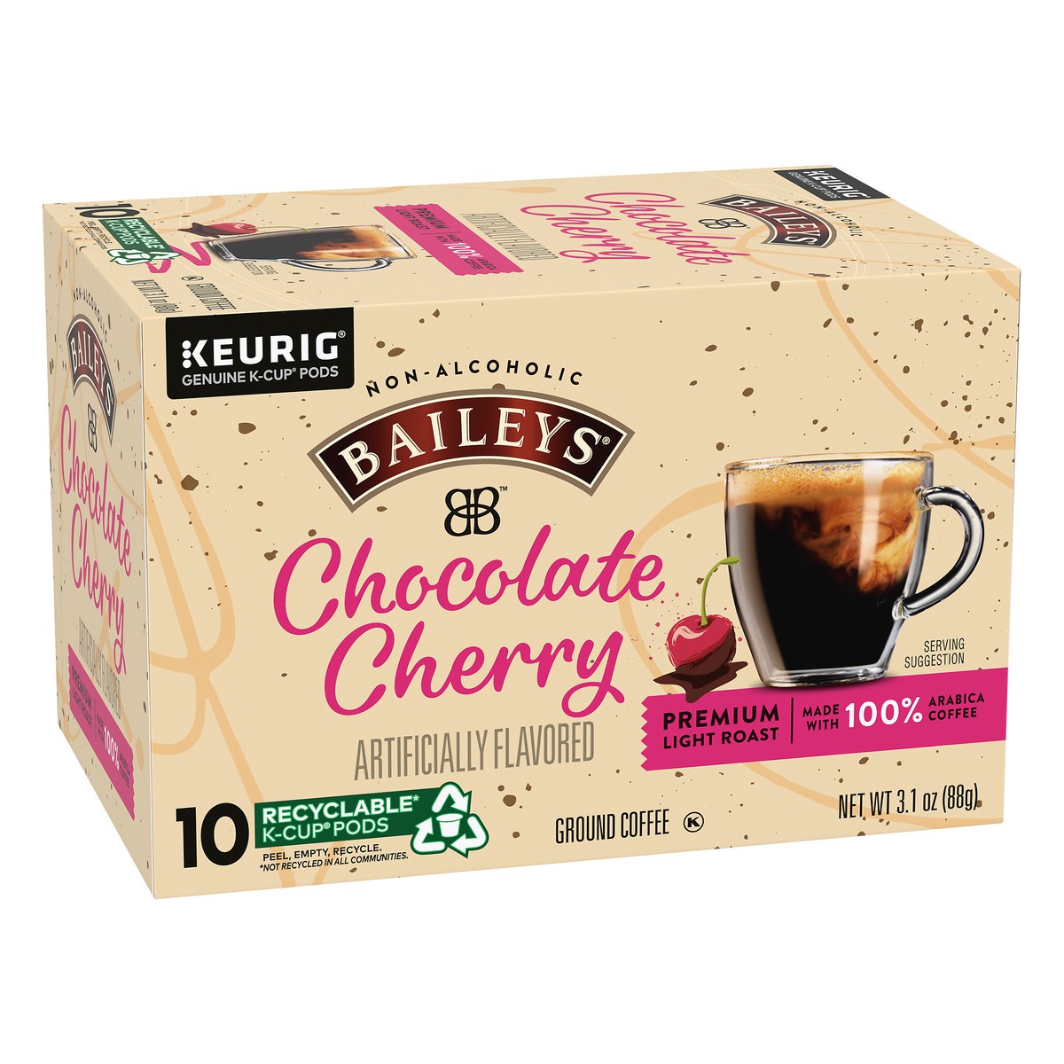 slide 9 of 9, Bailey's Non-Alcoholic Chocolate Cherry Light Roast K-Cup Coffee Pods- 10 ct, 10 ct