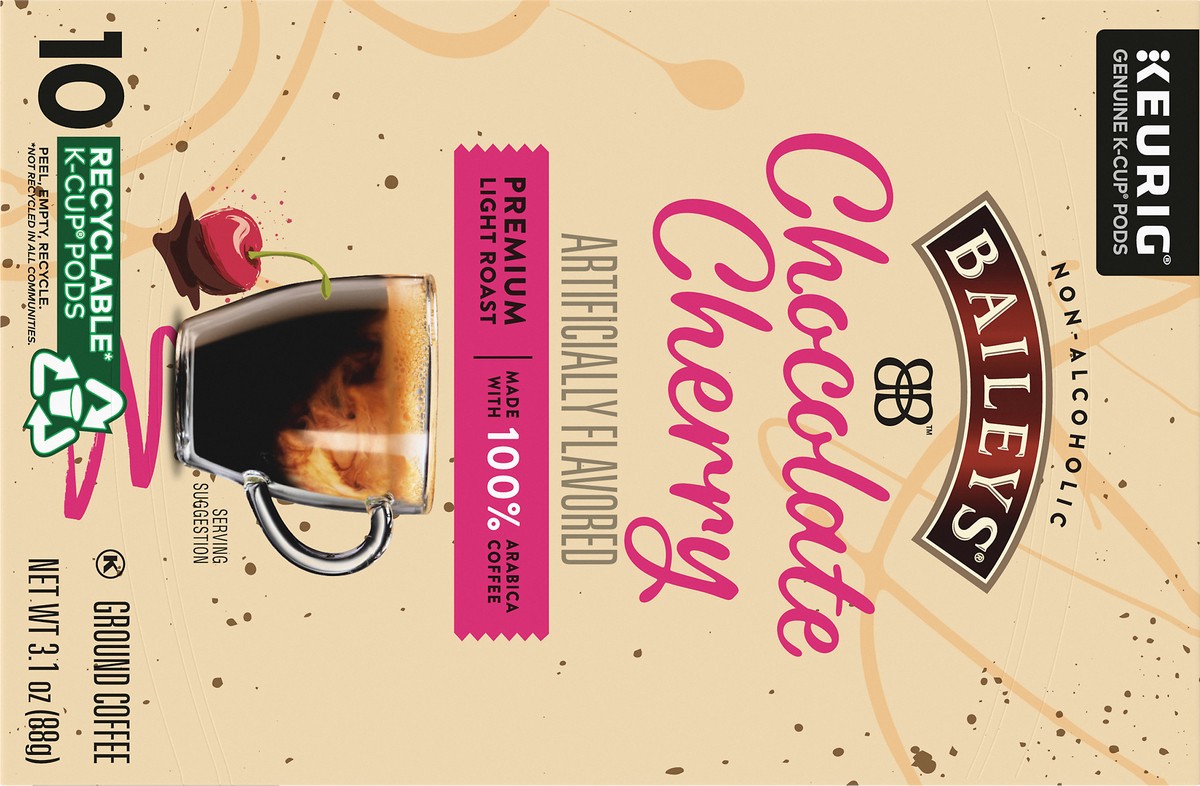 slide 4 of 9, Bailey's Non-Alcoholic Chocolate Cherry Light Roast K-Cup Coffee Pods- 10 ct, 10 ct