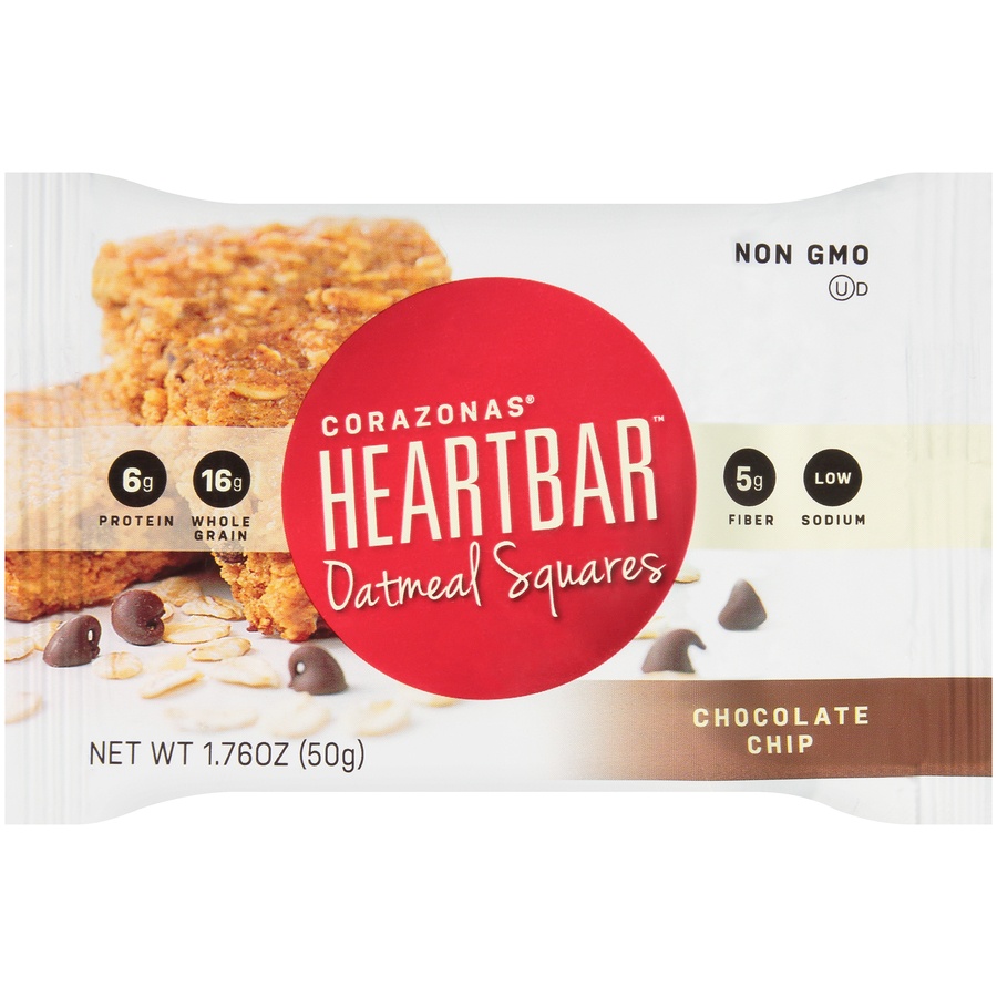 slide 1 of 6, Corazonas Heartbar Chocolate Chip Oatmeal Squares, 1.76 oz