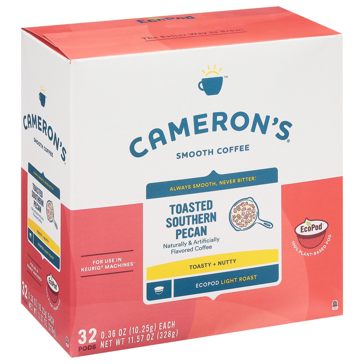 slide 3 of 9, Cameron's Coffee Single Serve Pods, Flavored, Toasted Southern Pecan, 32 Count, 11.57 oz