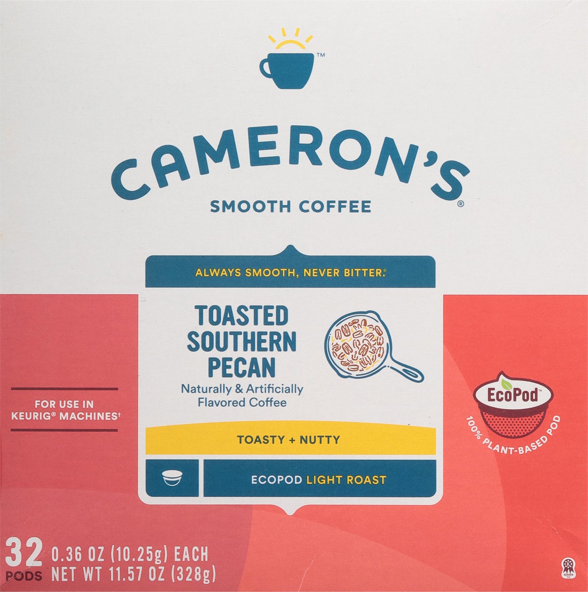 slide 2 of 9, Cameron's Coffee Single Serve Pods, Flavored, Toasted Southern Pecan, 32 Count, 11.57 oz