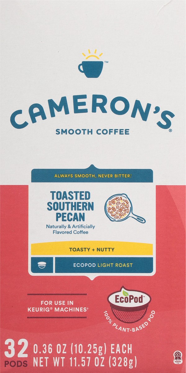 slide 5 of 9, Cameron's Coffee Single Serve Pods, Flavored, Toasted Southern Pecan, 32 Count, 11.57 oz