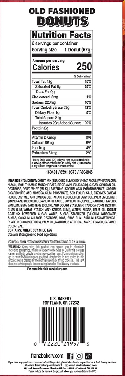 slide 10 of 11, Franz Seasonal Old Fashioned Donuts 6 ea, 