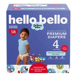 Hello Bello Diapers Premium Club, Dr. Seuss, Size 4, 58 Count